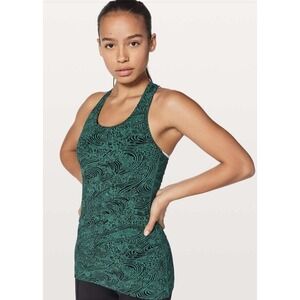 Lululemon Women Kitakami Viridian Green Black CRB Cool Racerback II Tank Sz 4